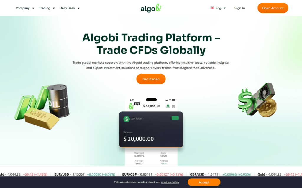Captura de la landing page de AlgoBI, usada con fines informativos y de revisión.