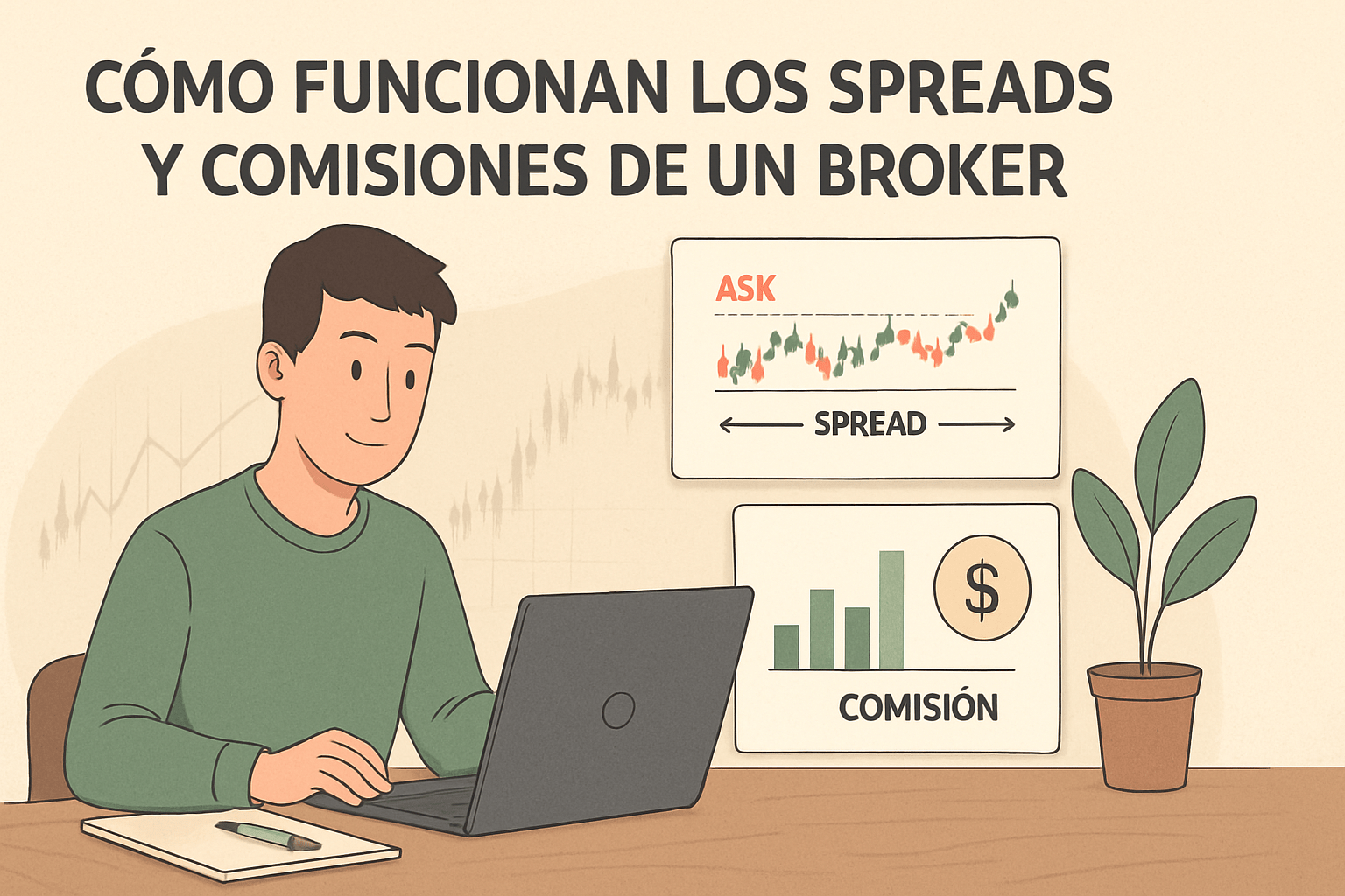Imagen educativa de ejemplo sobre Cómo Funcionan los Spreads y Comisiones de un Broker