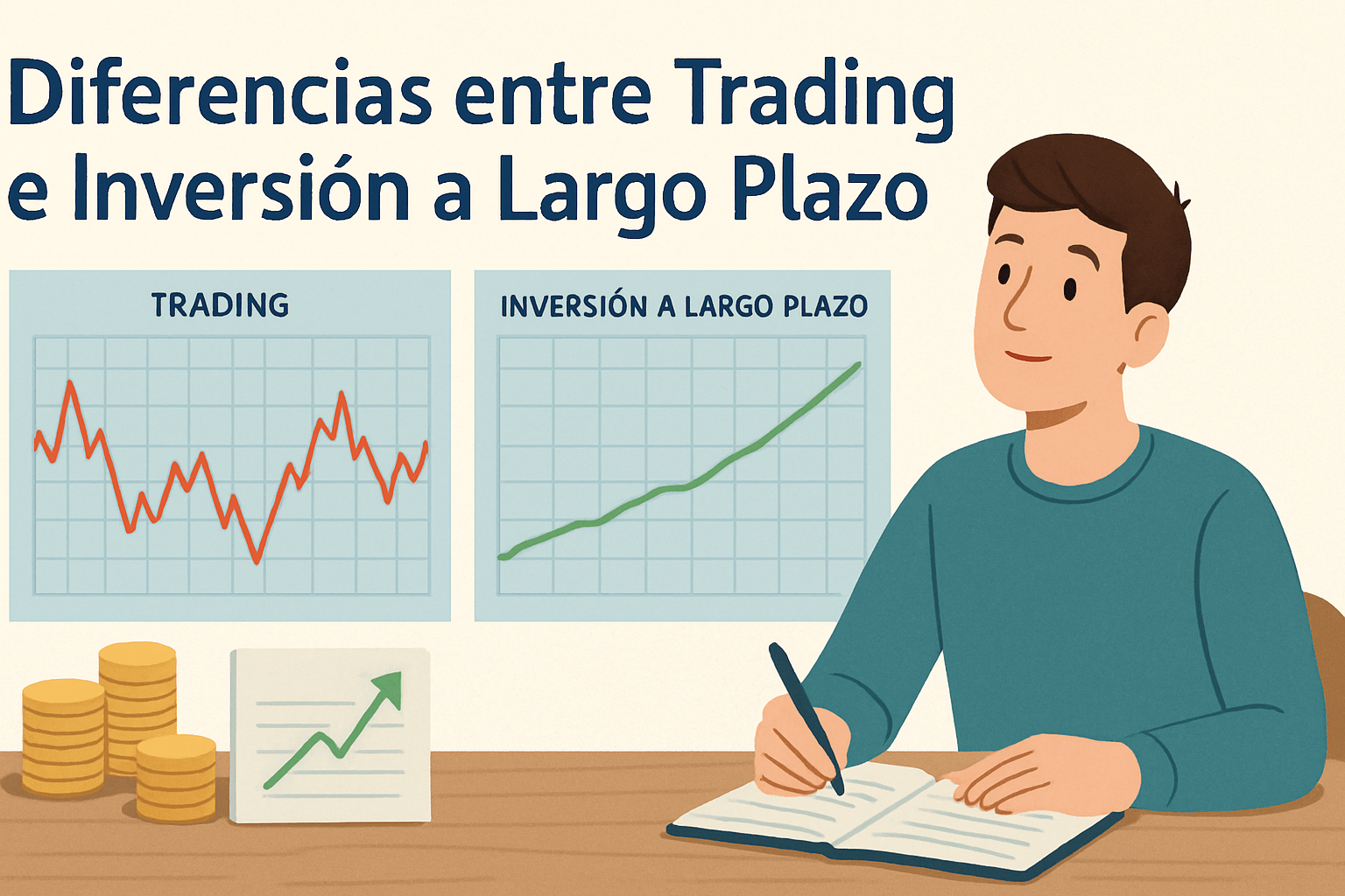 Imagen educativa de ejemplo sobre Diferencias entre Trading e Inversión a Largo Plazo