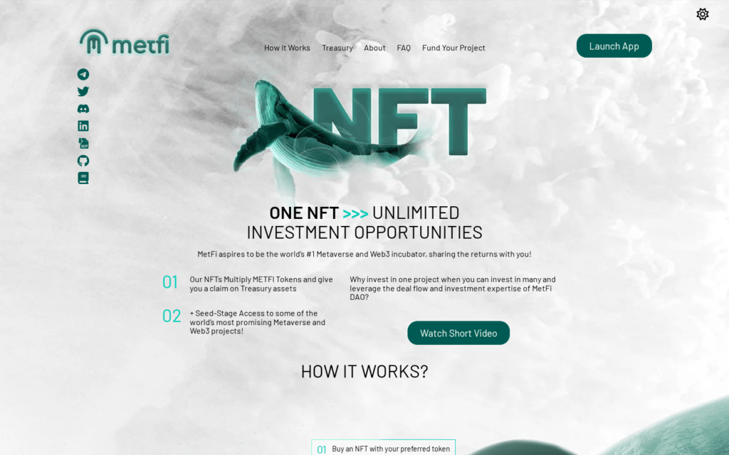 Captura de la portada del sitio web de MetFi, con fines informativos.