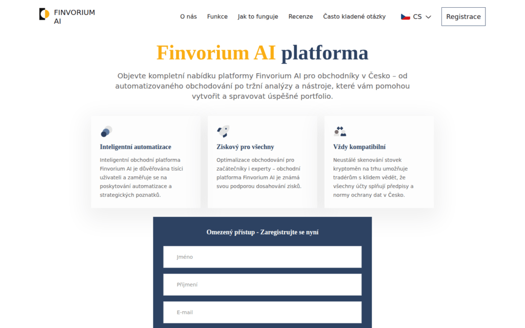 Captura de la portada del sitio web de Finvorium AI, con fines informativos.