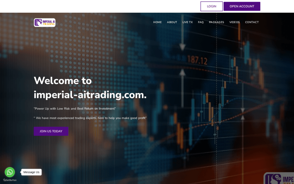 Captura de la portada del sitio web de Imperial AITrading, con fines informativos.