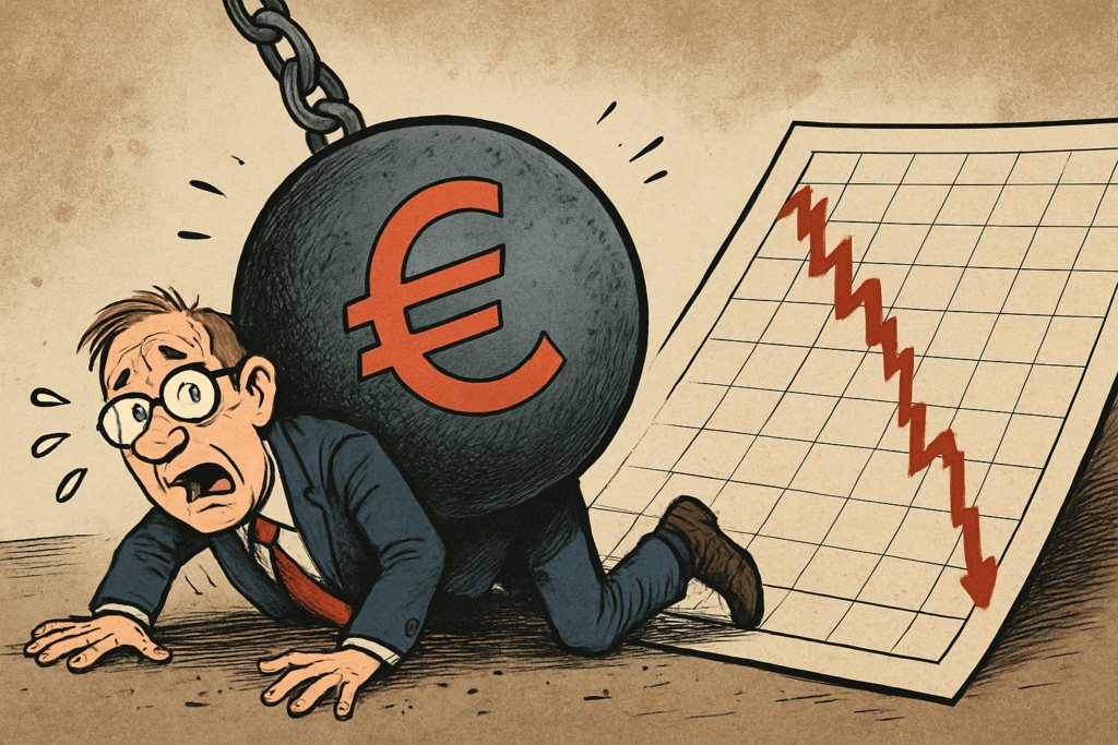 Imagen editorial factual sobre Acciones europeas alcanzan mínimos de cuatro meses por preocupaciones de deuda; ilustración sin recomendación de inversión.