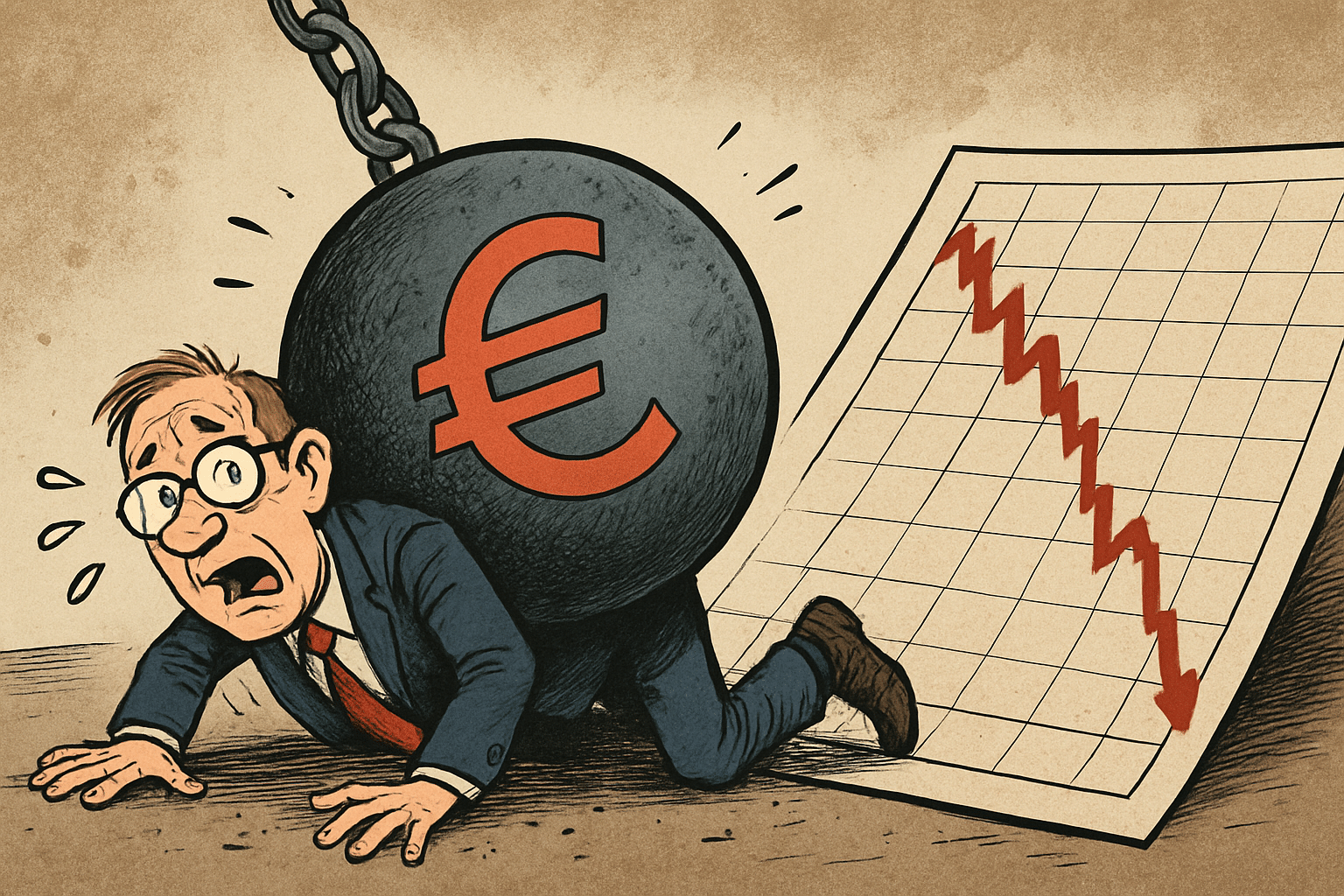 Imagen editorial factual sobre Acciones europeas alcanzan mínimos de cuatro meses por preocupaciones de deuda; ilustración sin recomendación de inversión.