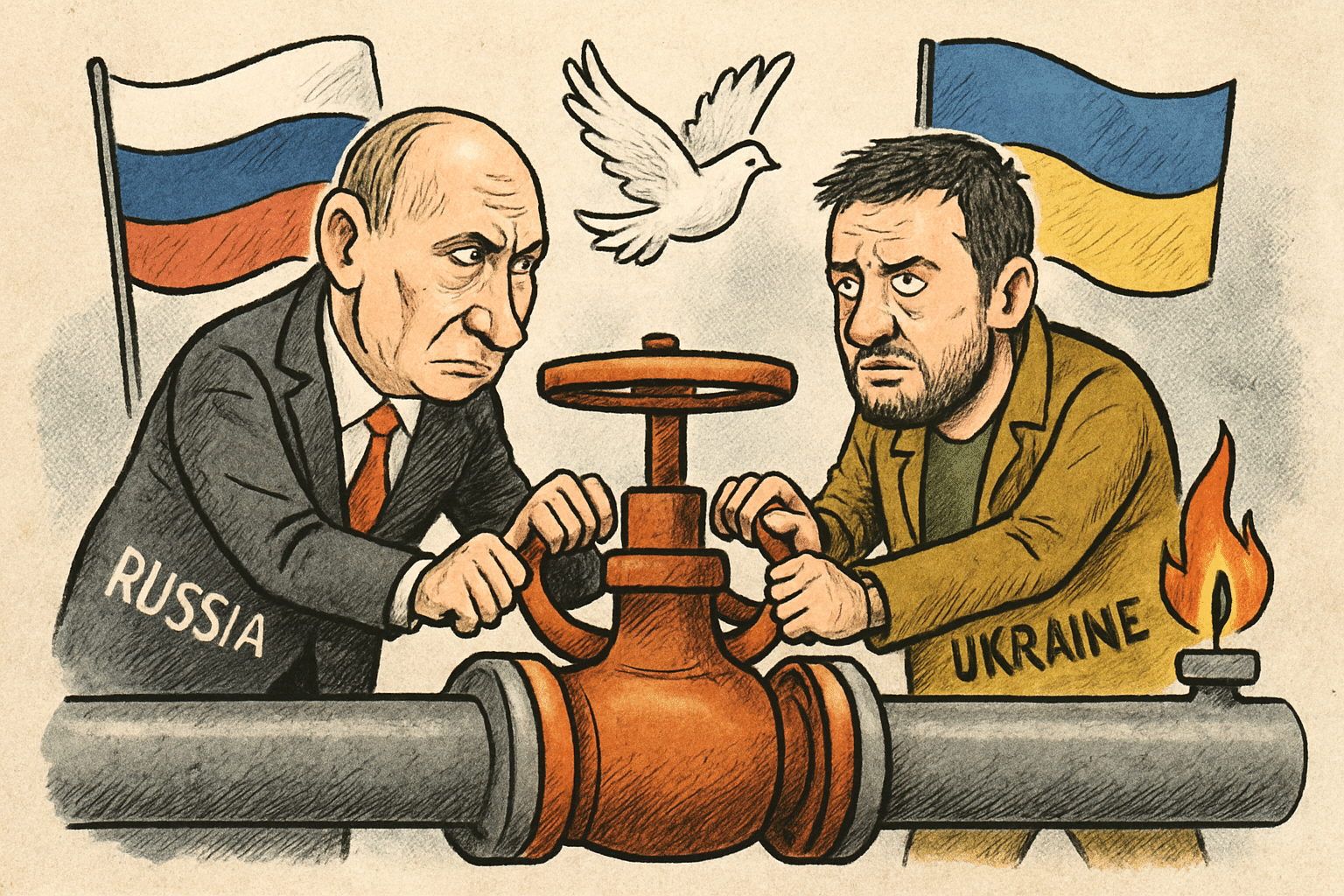 Imagen editorial factual sobre Acuerdo de Cese al Fuego Energético entre Rusia y Ucrania en Medio de Tensiones Geopolíticas; ilustración sin recomendación de inversión.