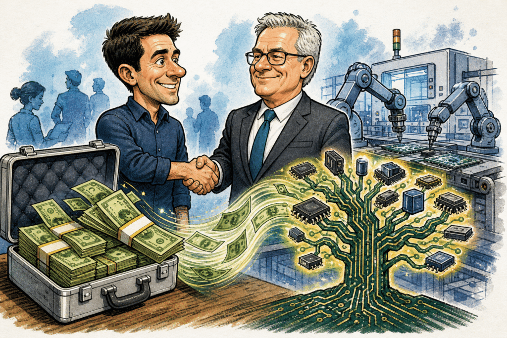 Imagen editorial factual sobre ADM Tronics Asegura $1.55 Millones y Nombra a Ex CEO de Siemens; ilustración sin recomendación de inversión.