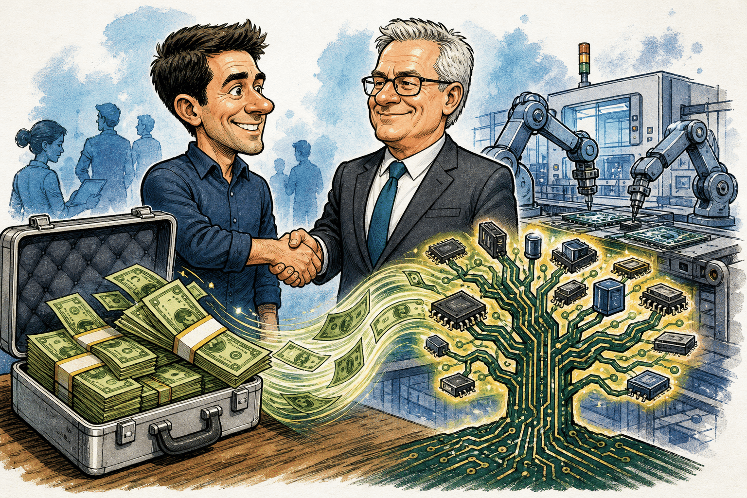 Imagen editorial factual sobre ADM Tronics Asegura $1.55 Millones y Nombra a Ex CEO de Siemens; ilustración sin recomendación de inversión.